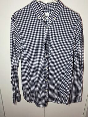 GAP Navy and White Gingham Button-Down Shirt